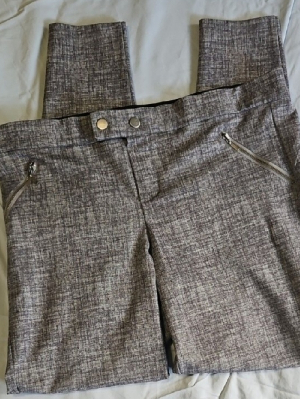Rewind Heathered Gray Skinny Pants with fake Zip Pockets